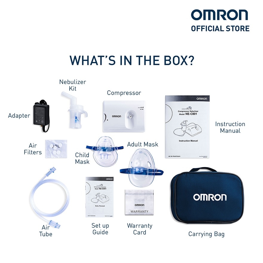 OMRON NE-C801 Compressor Nebulizer for Asthma with Complete Set