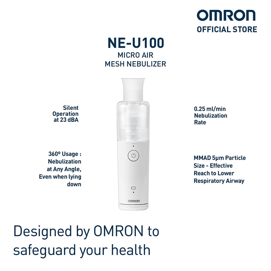 OMRON NE-U100 Portable Mesh Nebulizer for Asthma with Complete Set