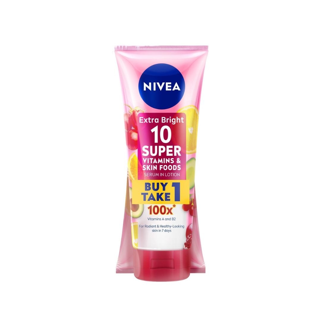 NIVEA Extra Bright 10 Super Vitamins & Skin Food Serum in Lotion 180ml