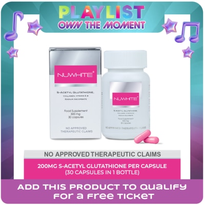 NUWHITE - S-Acetyl Glutathione with Marine Collagen Sodium Ascorbate and Vitamin E Food Supplement 30 Capsules