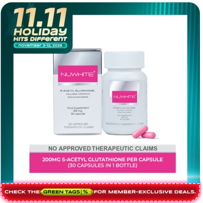 NUWHITE S Acetyl Glutathione with Marine Collagen Sodium Ascorbate and Vitamin E Food Supplement 30 Capsules image