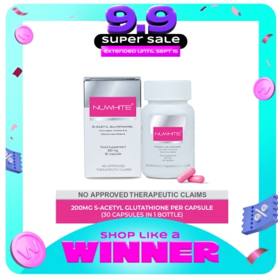 NUWHITE - S-Acetyl Glutathione with Marine Collagen Sodium Ascorbate and Vitamin E Food Supplement 30 Capsules image