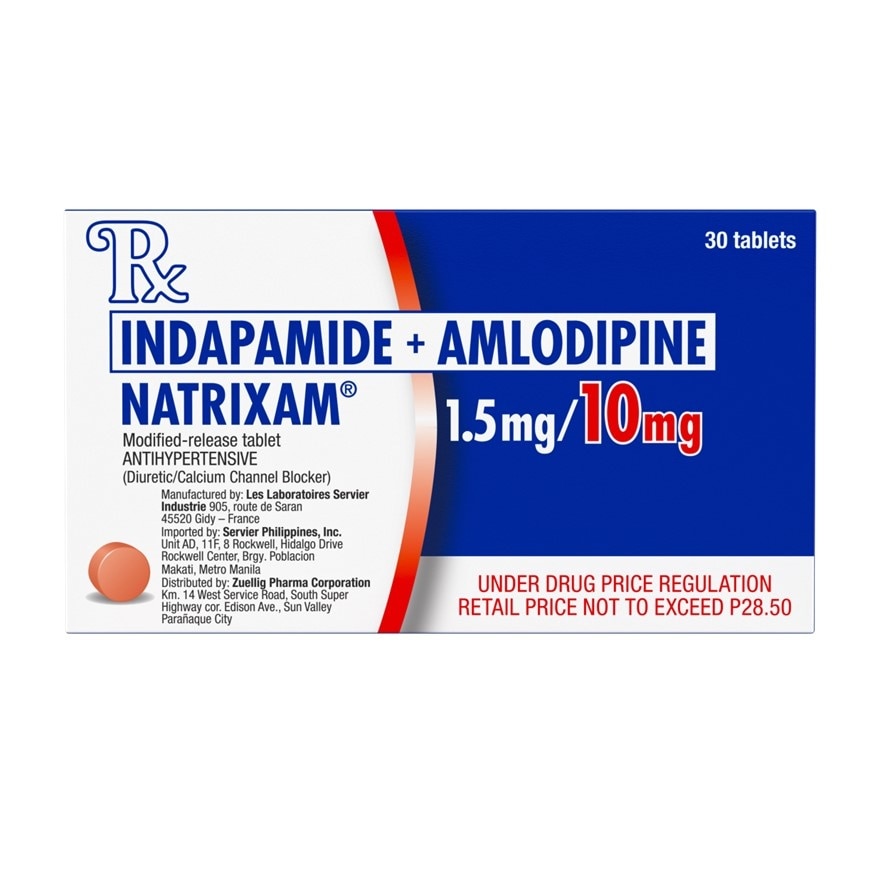 Indapamide + Amlodipine Besilate 1.5mg/10mg 1 Tablet [Prescription Required]