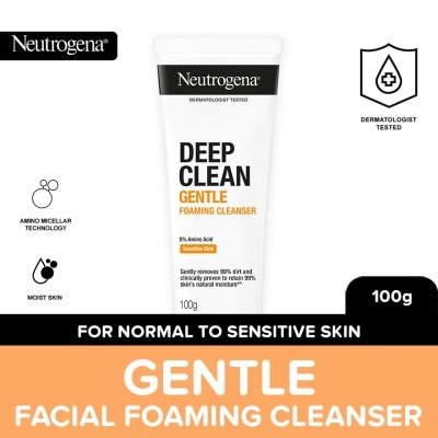 NEUTROGENA Neutrogena Deep Clean Gentle Foaming Cleanser 100g - Moisturizing Facial Wash for Combination Skin