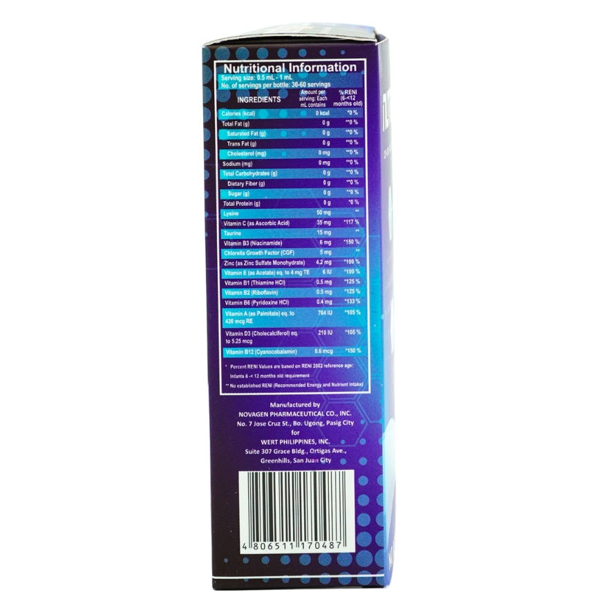 Vitamins + Zinc + CGF Lysine and Taurine Food Supplement Drops 30ml