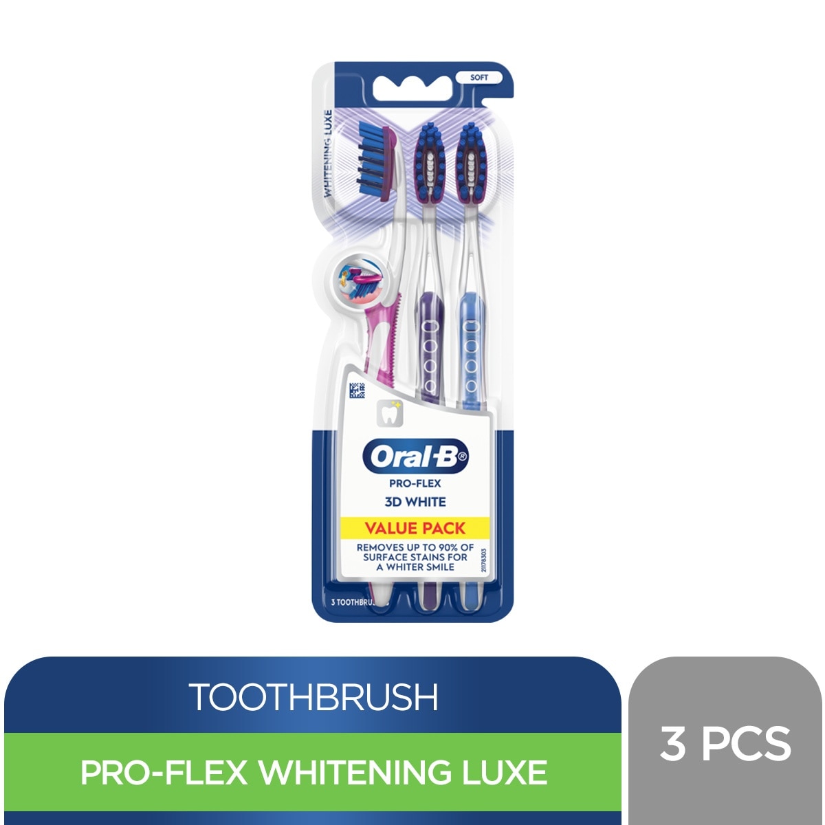 Soft 3D White Whitening Manual Toothbrush 3 Pieces