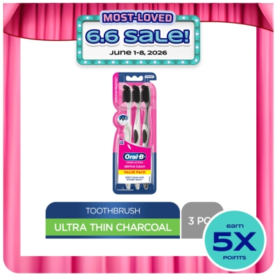 ORAL B - ORAL B Cross Action Ultrathin Charcoal Toothbrush 3s