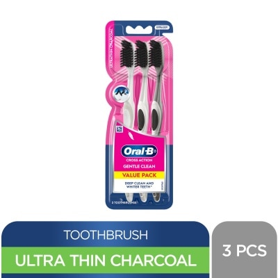 ORAL B - ORAL B Cross Action Ultrathin Charcoal Toothbrush 3s