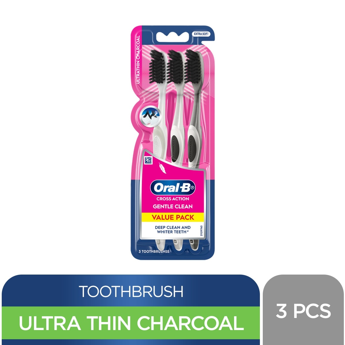 Cross Action Ultrathin Charcoal Toothbrush 3s