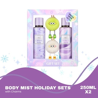 PINK DOLLY PINK DOLLY Crystal Petal Vanilla Creme Body Mist Gift Set 2 x 250ml With Charms image