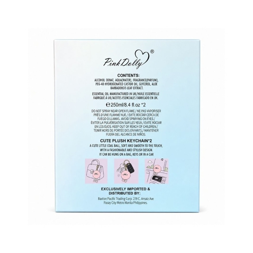 PINK DOLLY Crystal Petal Vanilla Creme Body Mist Gift Set 2 x 250ml With Charms image