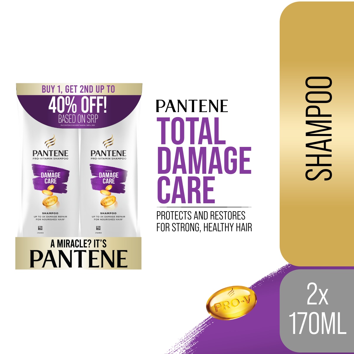 PANTENE Shampoo Total Damage Care Bundle 170ml image