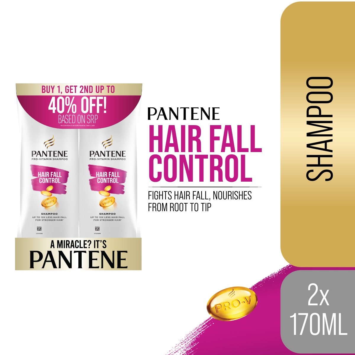 PANTENE Shampoo Hair Fall Control Bundle 170ml image