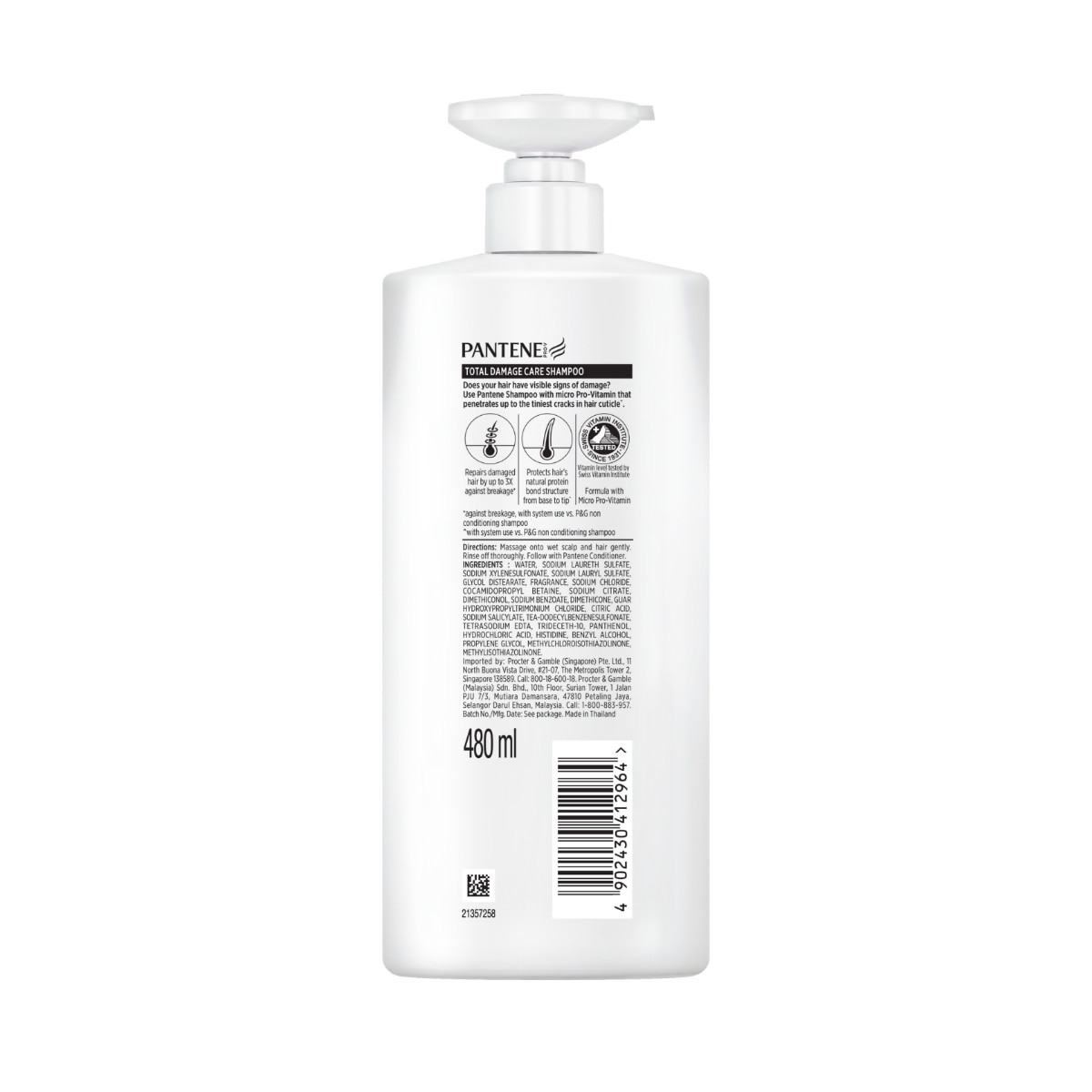 PANTENE Total Damage Care Pro Vitamin Shampoo 450mL (for damaged/frizzy hair)