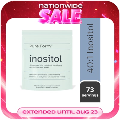 PURE FORM - PURE FORM Inositol 40:1 Myo and D-chiro Folic Acid Naturally Mildly Sweet Powder 150g image