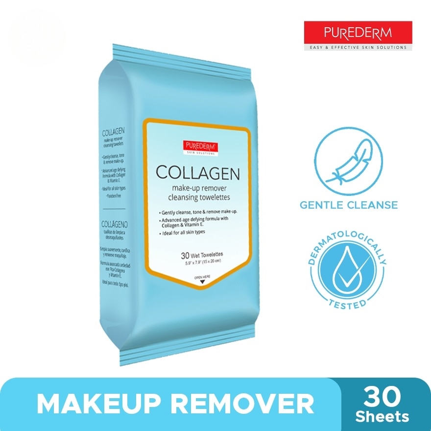 Collagen Make-Up remover Cleansing Towelettes 30s