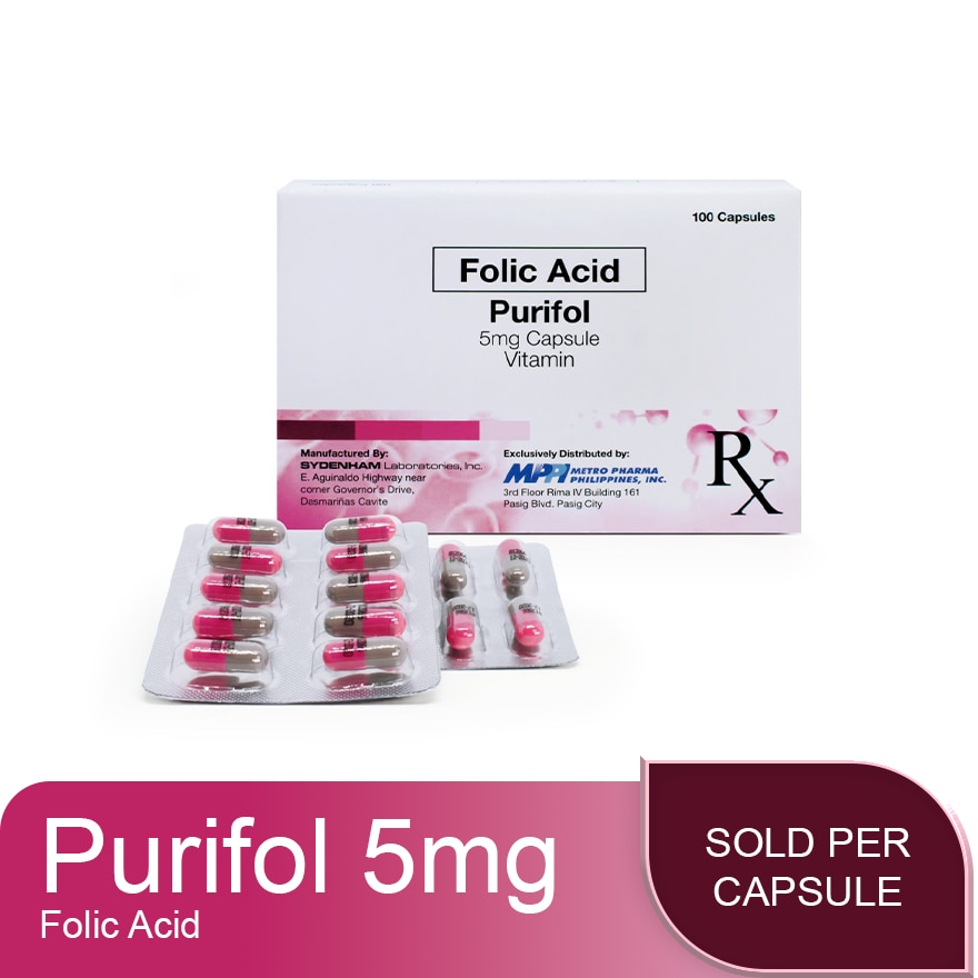 PURIFOL Folic Acid Capsule 5mg Sold Per Piece