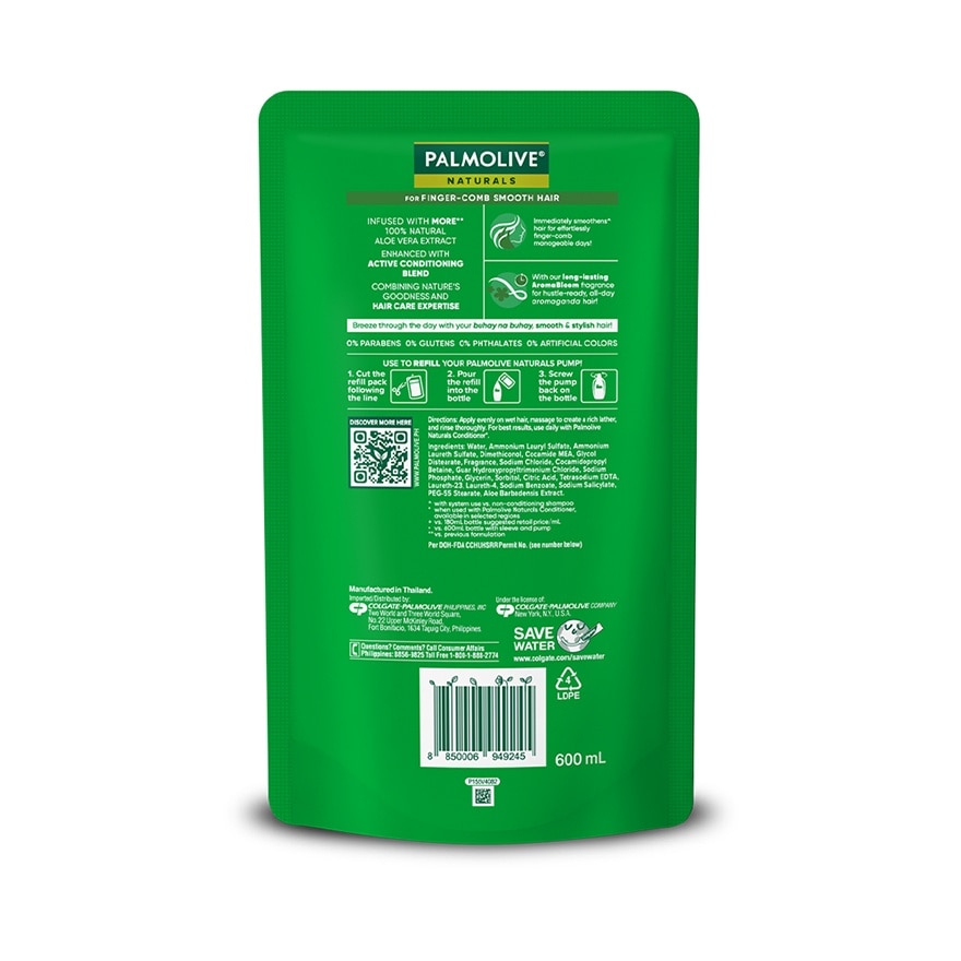 Naturals Ultra Smooth Shampoo Aloe Vera Refill Pack 600mL