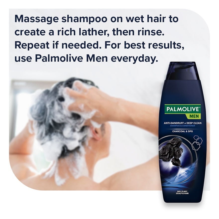 Palmolive Men Charcoal Anti-Dandruff + Deep Clean Shampoo 170mL