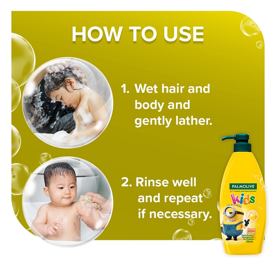 Kids 3-in-1 Shampoo, Body Wash and Conditioner Funny Honey 700ml image