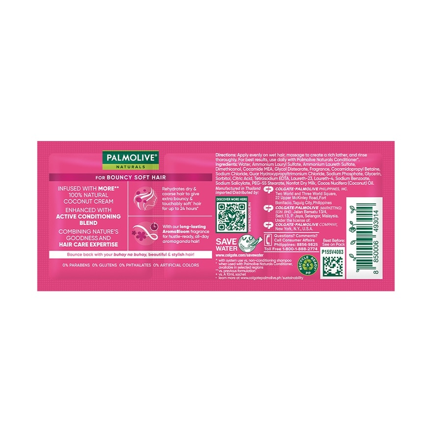 Palmolive Naturals Intensive Moisture Shampoo 15mL Triple Sachet Pack of 6