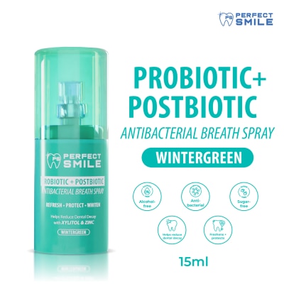 PERFECT SMILE PERFECT SMILE Probiotic+Postbiotic Antibacterial Breath Spray Wintergreen 15ml