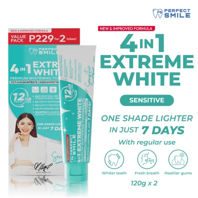 PERFECT SMILE - PERFECT SMILE 4in1 Extreme White Premium Whitening Toothpaste Sensitive 120g x2