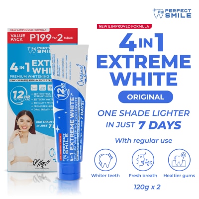 PERFECT SMILE PERFECT SMILE 4in1 Extreme White Premium Whitening Toothpaste Original 120g x2