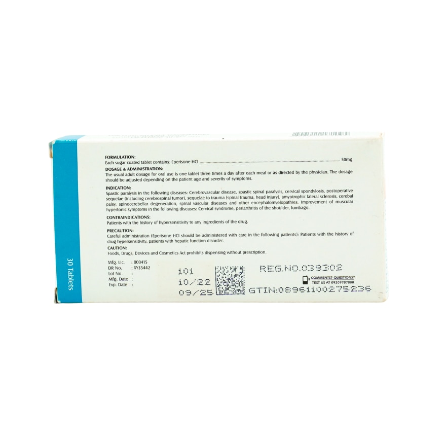Eperisone 50mg 1 Tablet [Prescription Required]