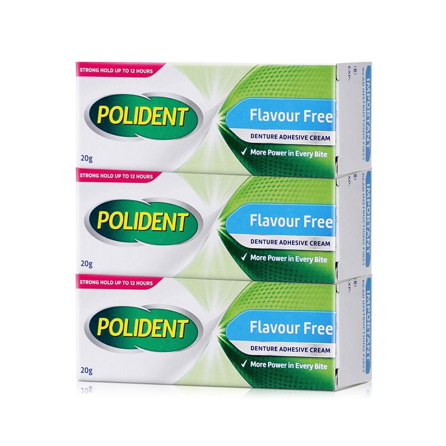 Polident Denture Adhesive Flavour-free 20g - Pack of 3 image