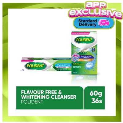 POLIDENT - Polident Denture Adhesive Flavour-free 60g + Polident Denture Cleanser Whitening 36s image