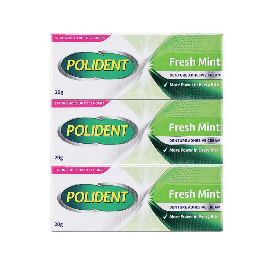 Polident Denture Adhesive Fresh Mint 20g - Pack of 3 image