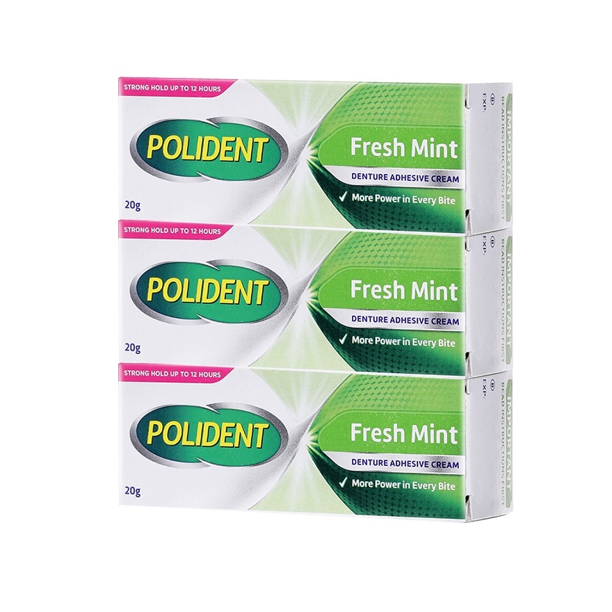 Polident Denture Adhesive Fresh Mint 20g - Pack of 3 image