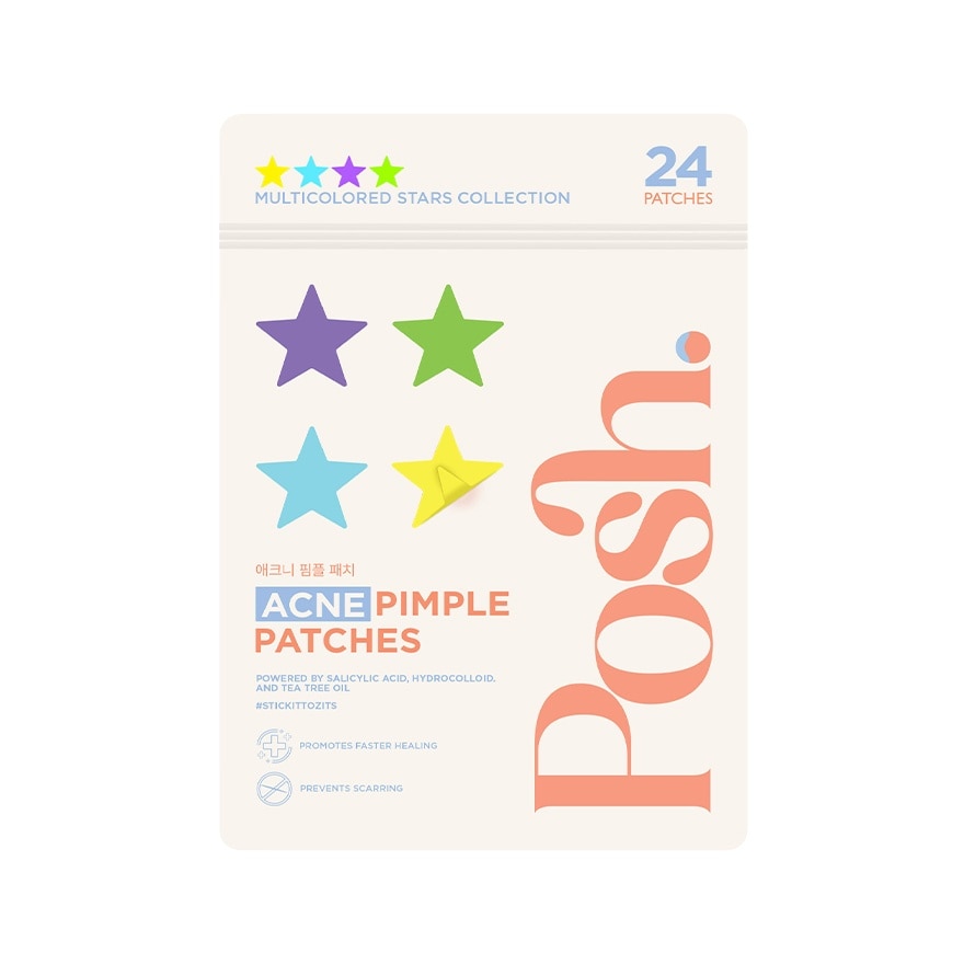 POSH SKIN Acne Pimple Patches Multicolored Stars Collection 24 Pieces