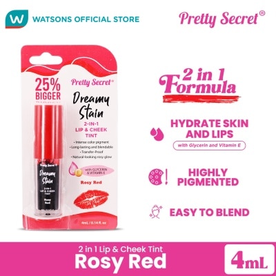 PRETTY SECRET Rosy Red Lip & Cheek Tint 2.7ml