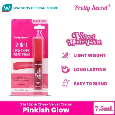 PRETTY SECRET 2-In-1 Lip and Cheek Velvet Cream Pinkish Glow 3ML