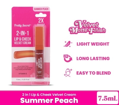 PRETTY SECRET 2-In-1 Lip and Cheek Velvet Cream Summer Peach 3ML