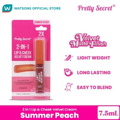 PRETTY SECRET 2-In-1 Lip and Cheek Velvet Cream Summer Peach 3ML