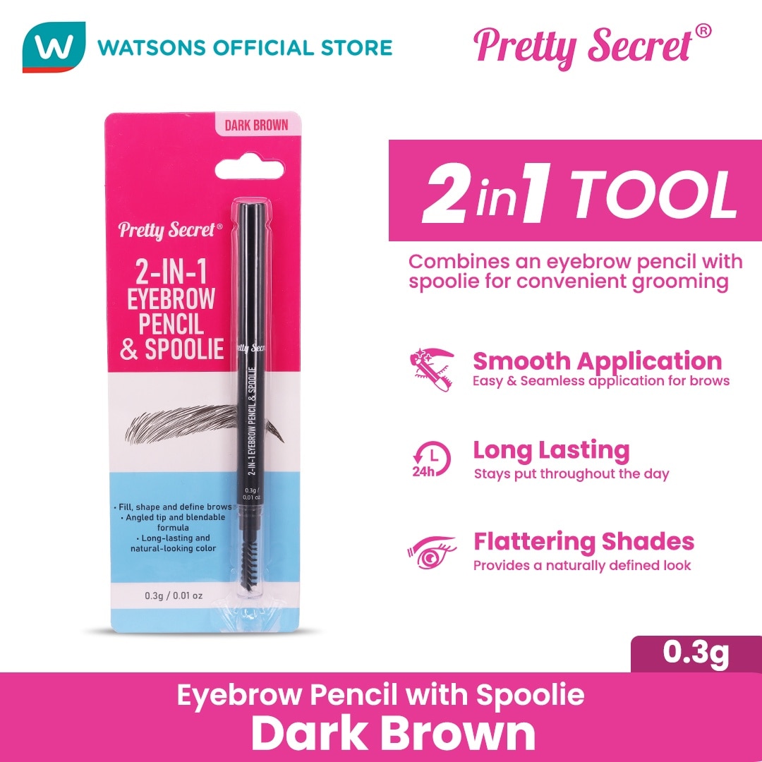 2-in-1 Eyebrow Pencil and Spoolie 0.3G - Dark Brown