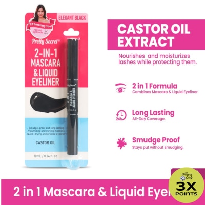PRETTY SECRET 2-in-1 Mascara and Liquid Eyeliner 10ML - Elegant Black