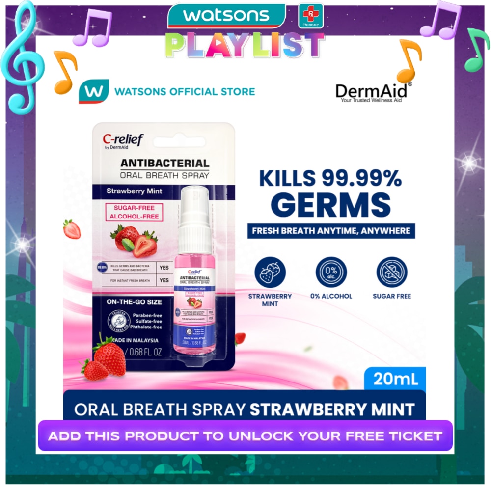 DERMAID Antibacterial Oral Breath Spray Strawberry Mint 20ml