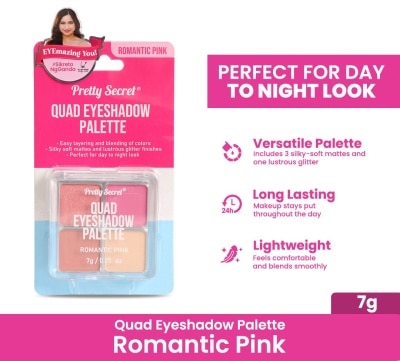 PRETTY SECRET Quad Eyeshadow Palette - Romantic Pink 7g
