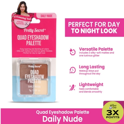PRETTY SECRET Quad Eyeshadow Palette - Daily Nude 7g