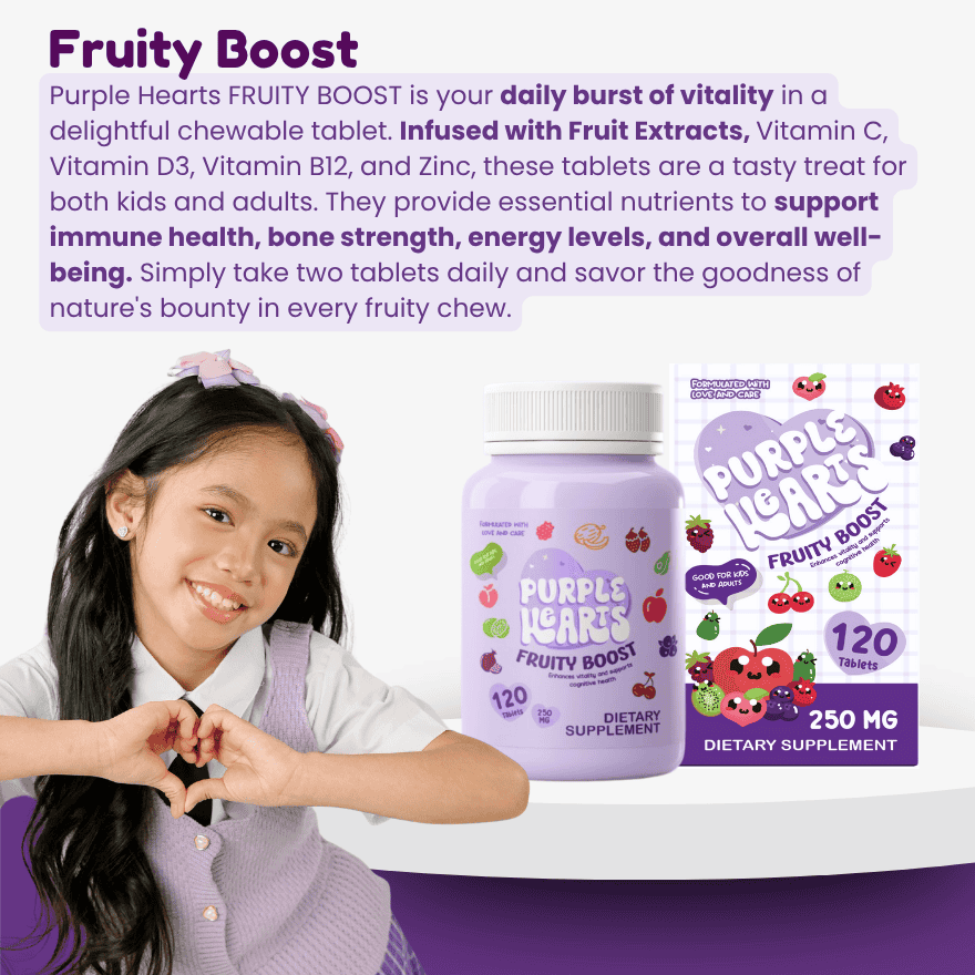 PURPLE HEARTS Fruity Boost 250mg 120 Tablets