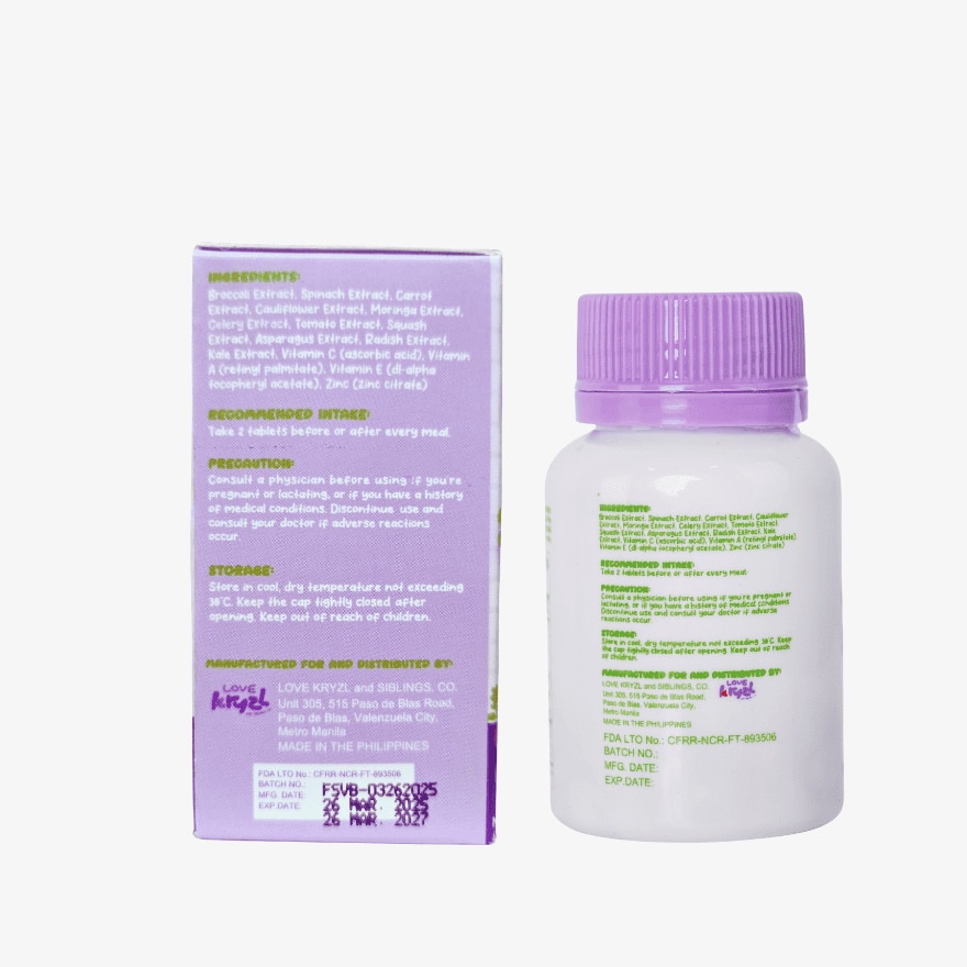 PURPLE HEARTS Veggie Boost 250mg 120 Tablets