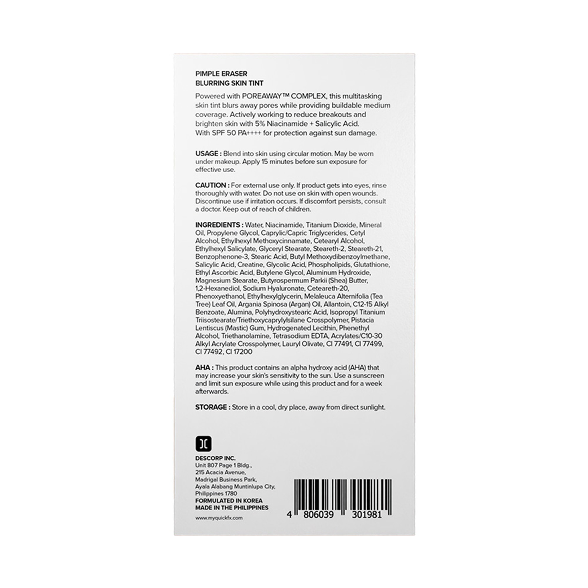 QUICKFX Pimple Eraser Blurring Skin Tint 50ml