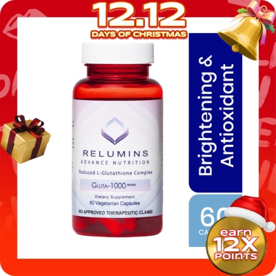 RELUMINS L-Glutathione Bot 1000mg 60 Vegetarian Capsules