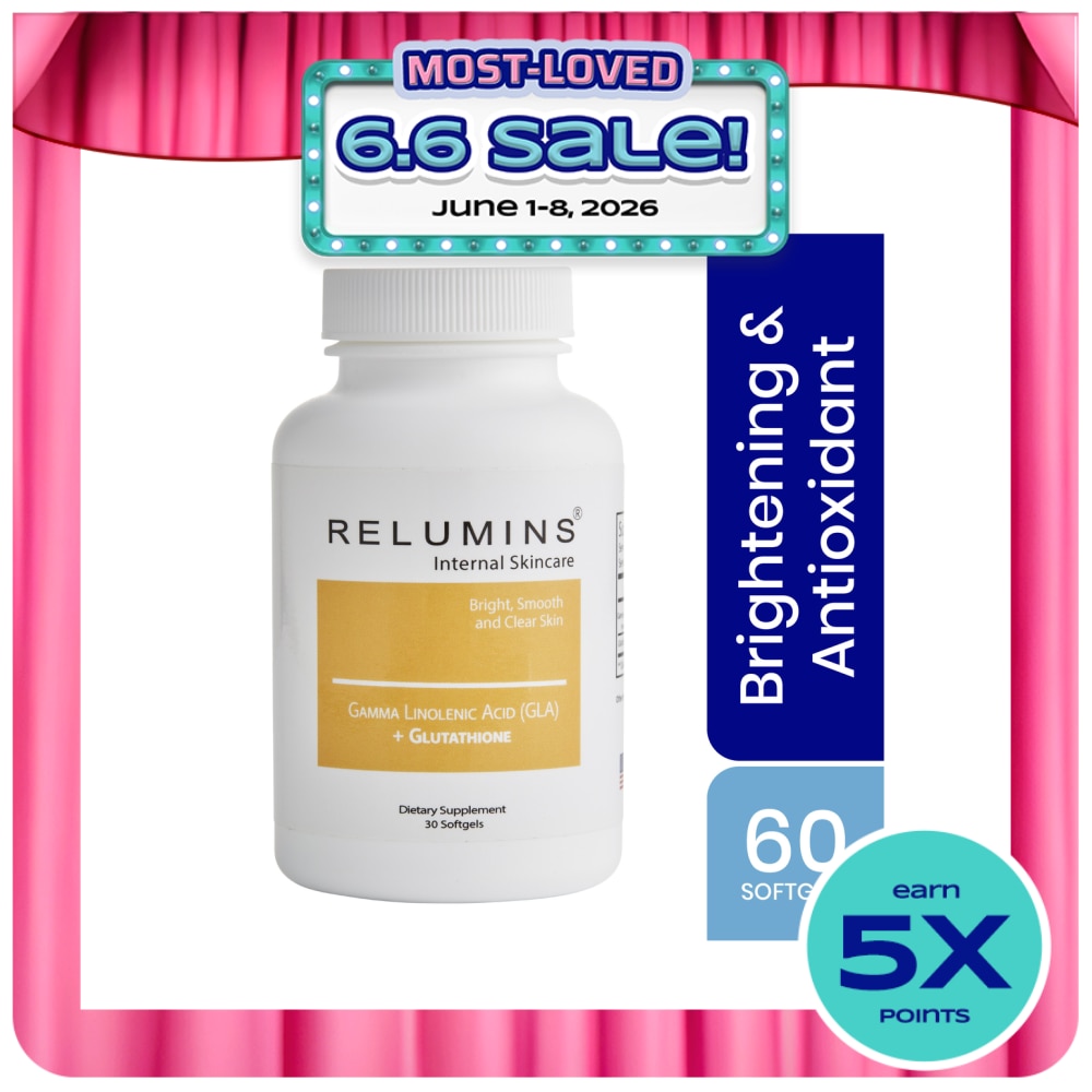 RELUMINS, RELUMINS GLA Plus Glutathione Dietary Supplement 30 Softgels