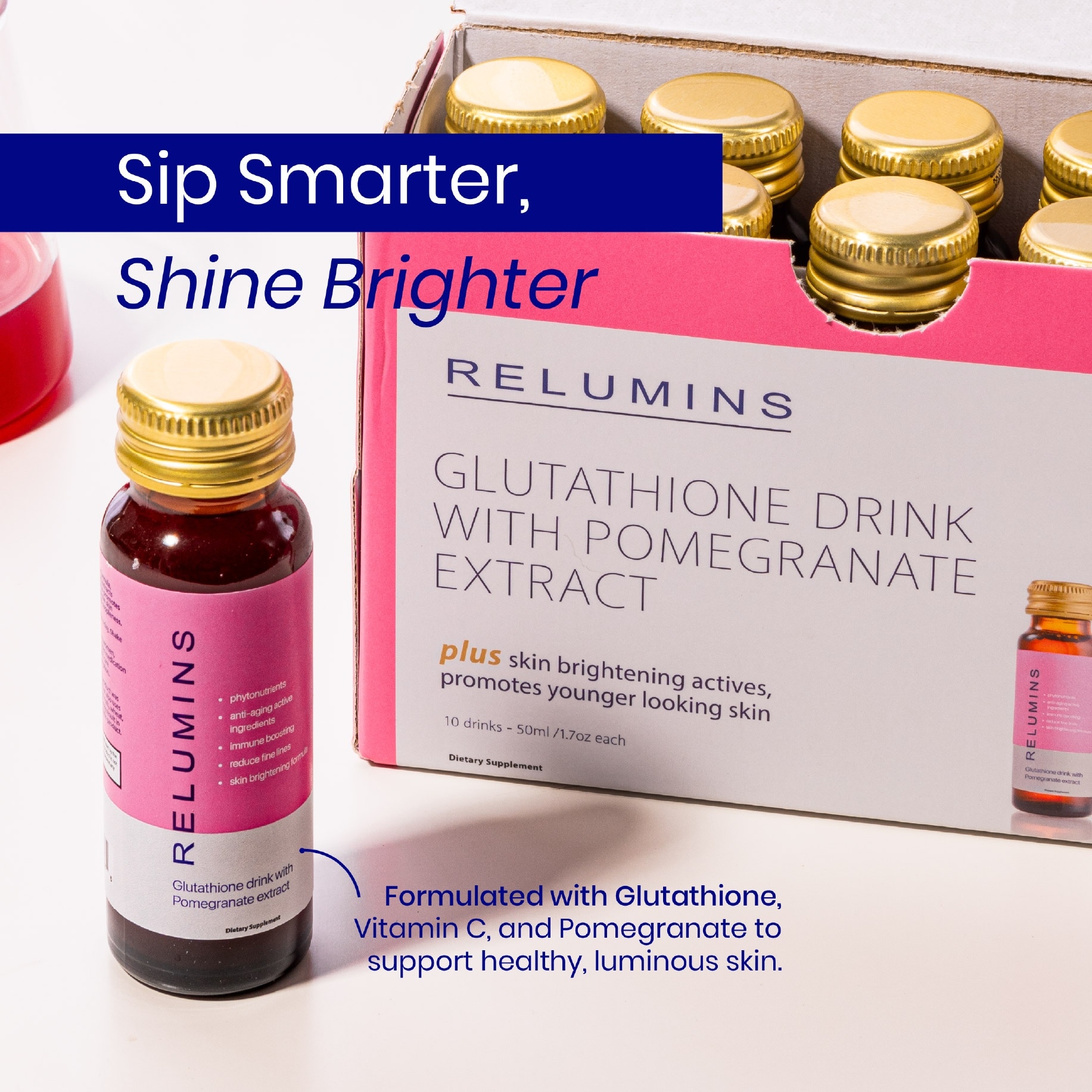 RELUMINS Glutathione Drink Pomegranate Flavor 50ml