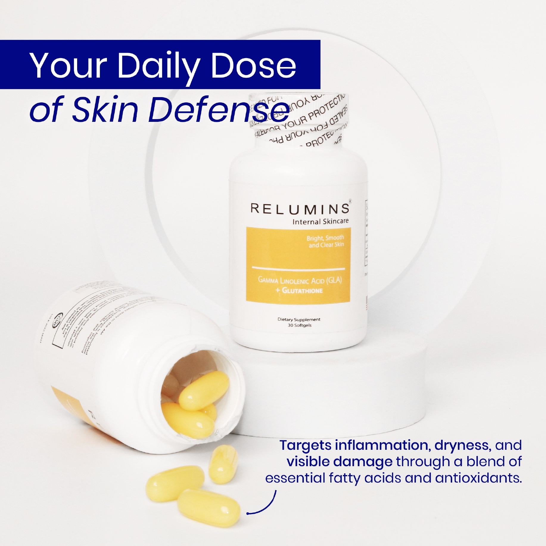 RELUMINS GLA Plus Glutathione Dietary Supplement 30 Softgels